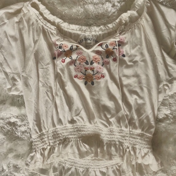 White Floral Embroidered Peplum Blouse HOST PICK! - Picture 6 of 6